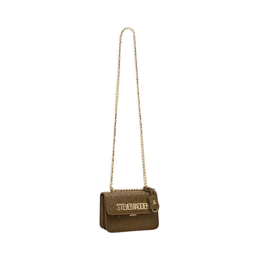 Olive-Gold - Front - Steve Madden Embossed Faux Leather Crossbody Bag