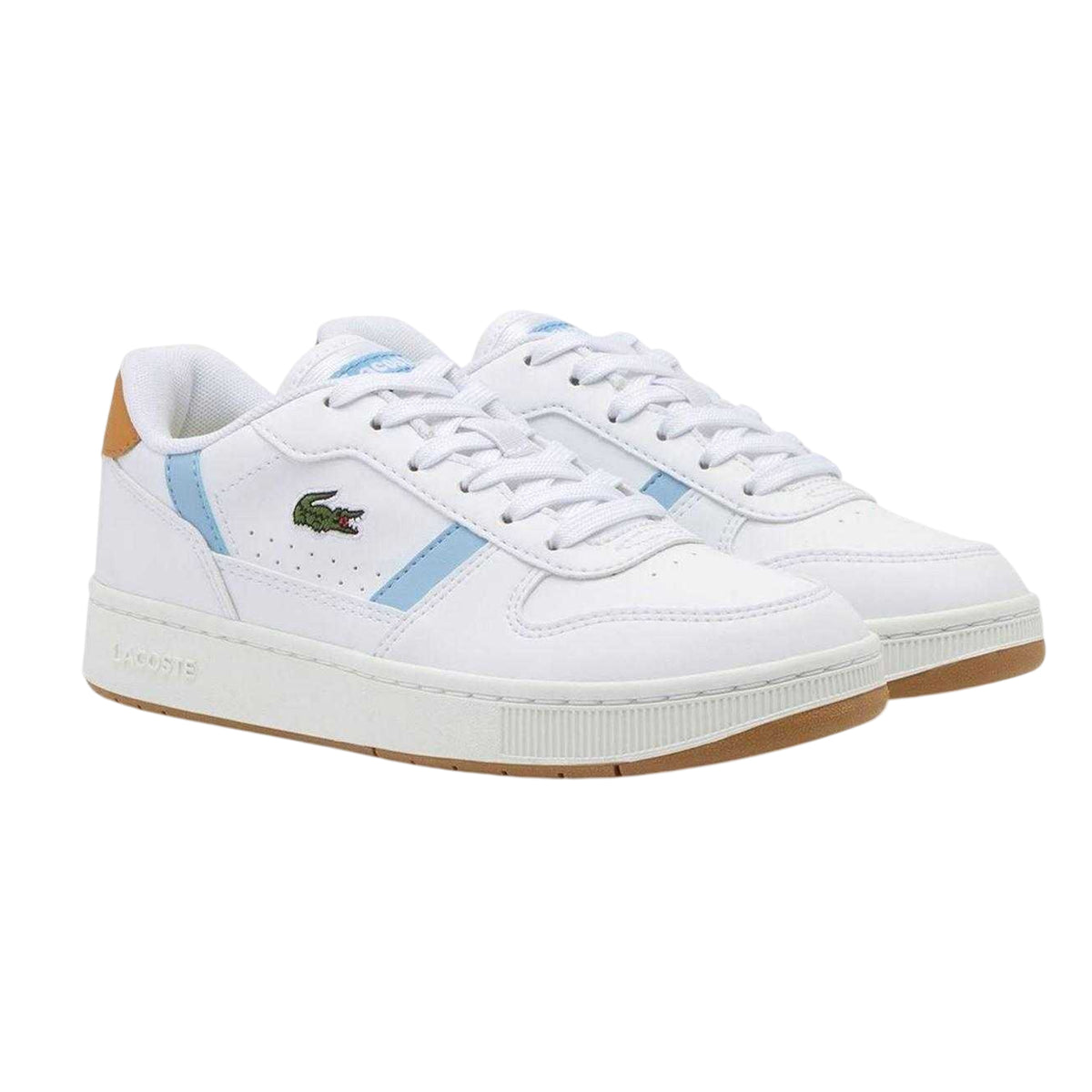 White-Blue - Lifestyle - Lacoste Childrens-Kids T-Clip Set Flat Trainers