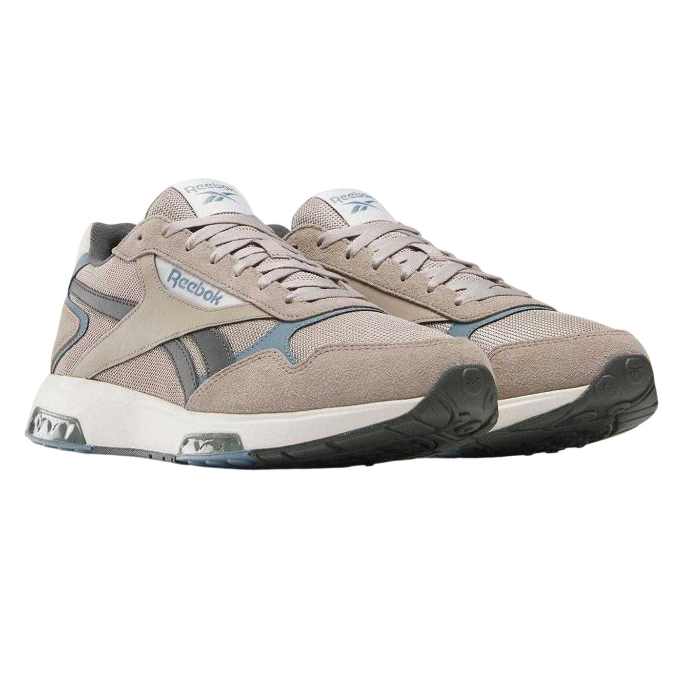 Beige - Side - Reebok Womens-Ladies Glide DMX Leather Air Cushioned Trainers