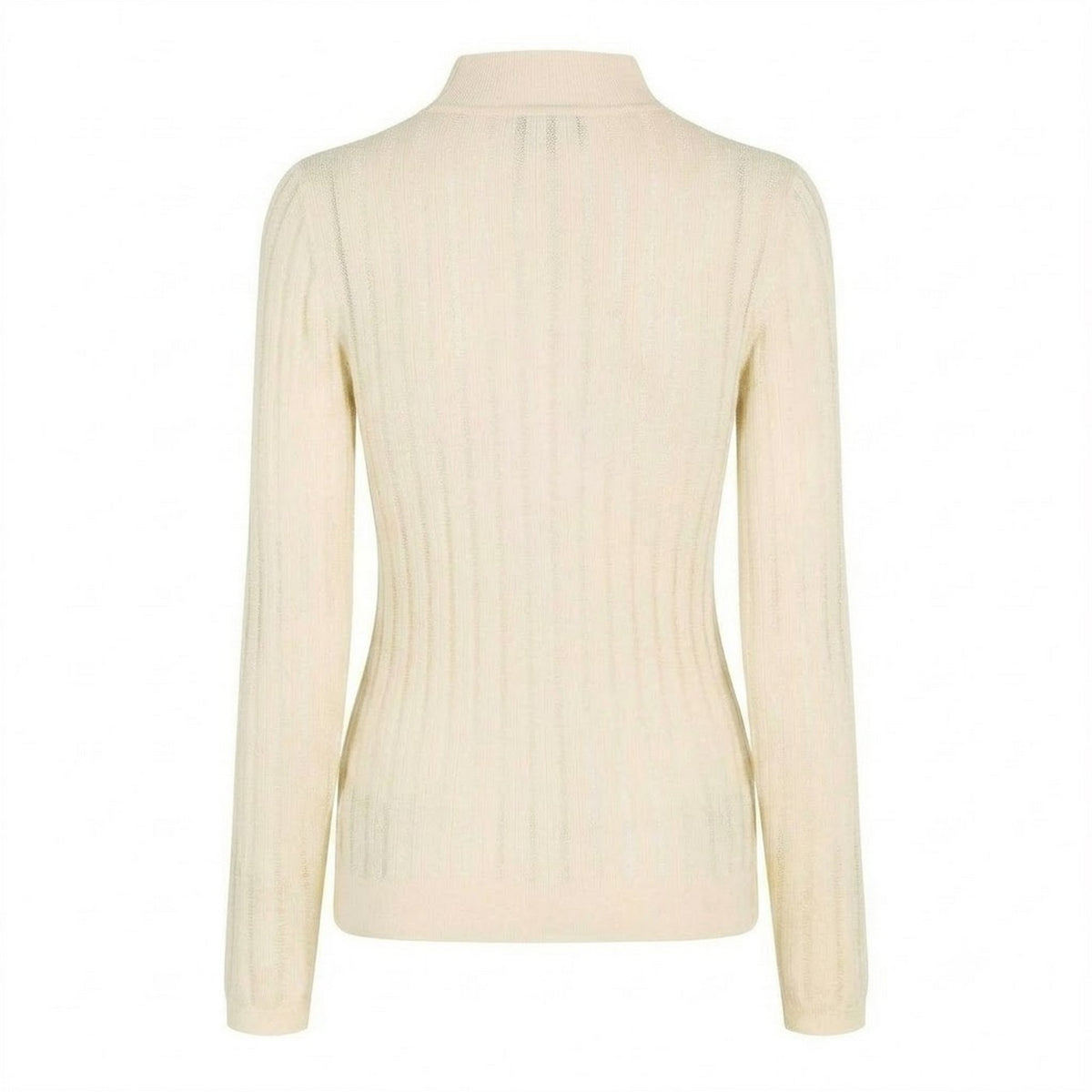 White - Back - Boss Womens-Ladies Mock Neck Slim Long-Sleeved Sweater Top