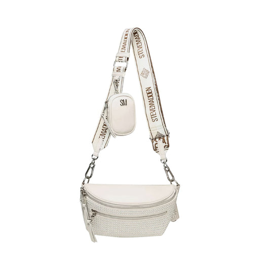 Bone-Silver - Front - Steve Madden Bclarkes Studded Everyday Crossbody Bag