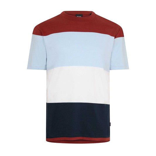 Multicoloured - Front - Boss Mens Tiburt 444 Colour Block Regular T-Shirt