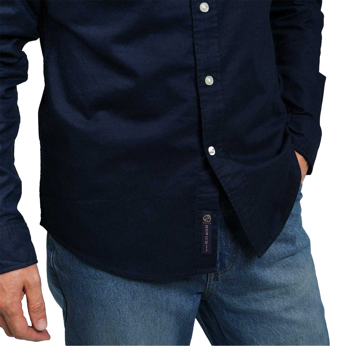 Navy - Back - Howick Mens Oxford Long-Sleeved Shirt