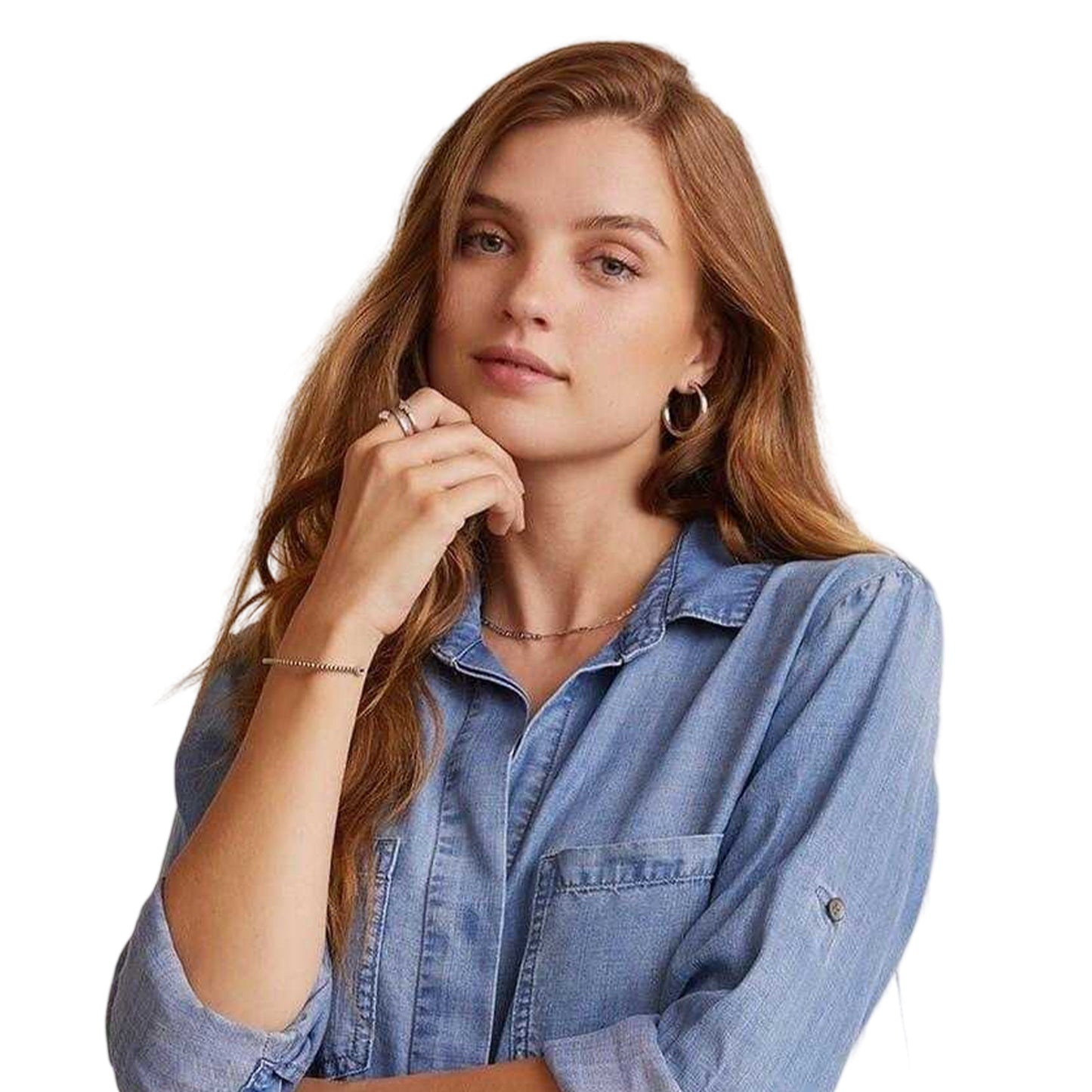 Ombre Blue - Back - Bella Dahl Womens-Ladies Denim Back Slit Relaxed Fit Long-Sleeved Shirt
