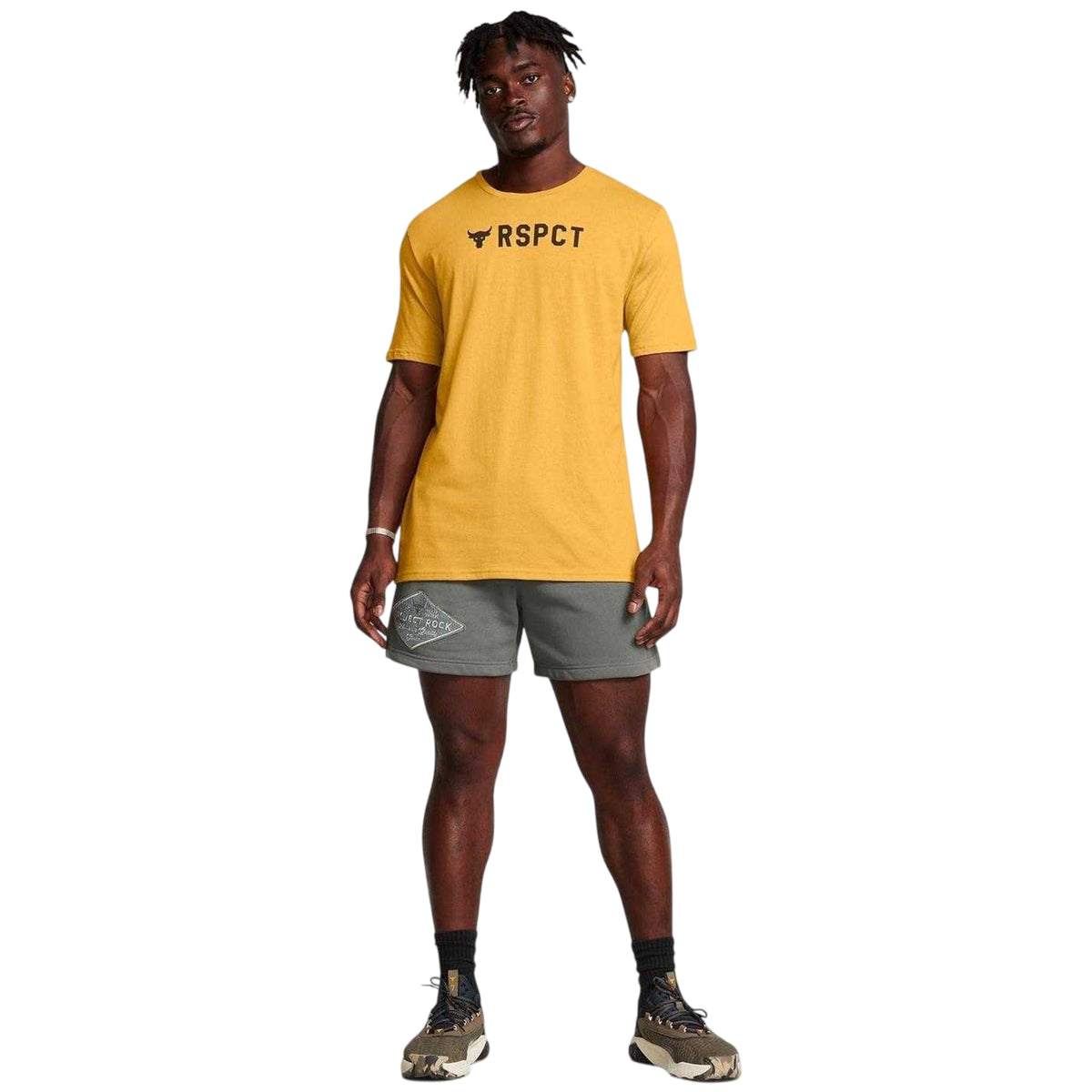 Green - Side - Under Armour Mens Project Rock Sweat Shorts