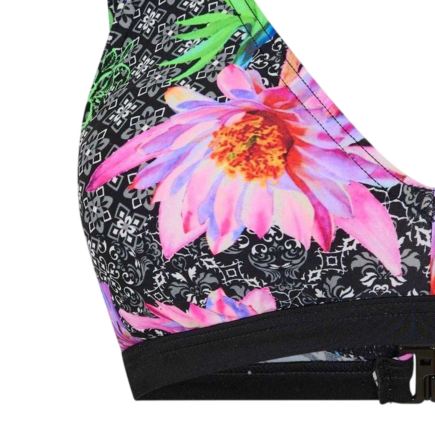 Multicoloured - Back - Zoggs Womens-Ladies Floral V Neck Bikini Top
