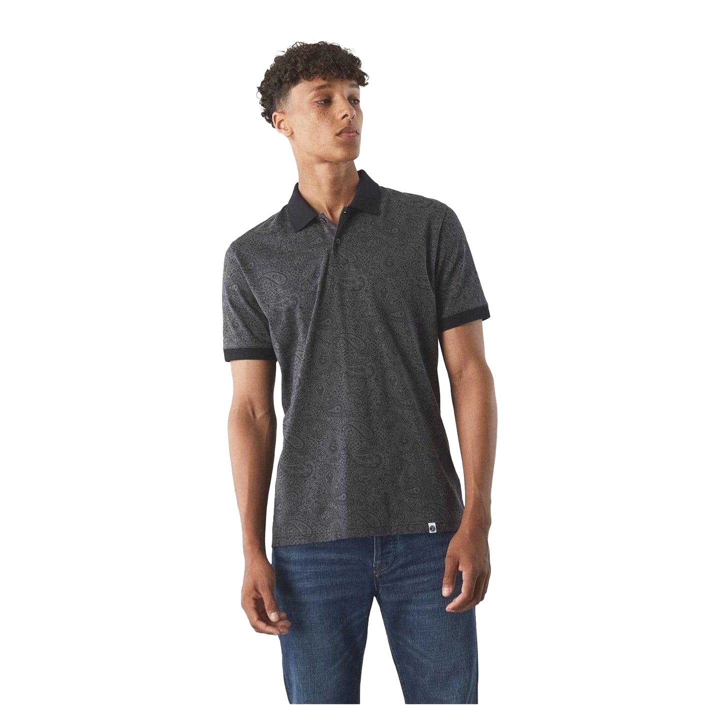 Black - Side - Pretty Green Mens Paisley Polo Shirt