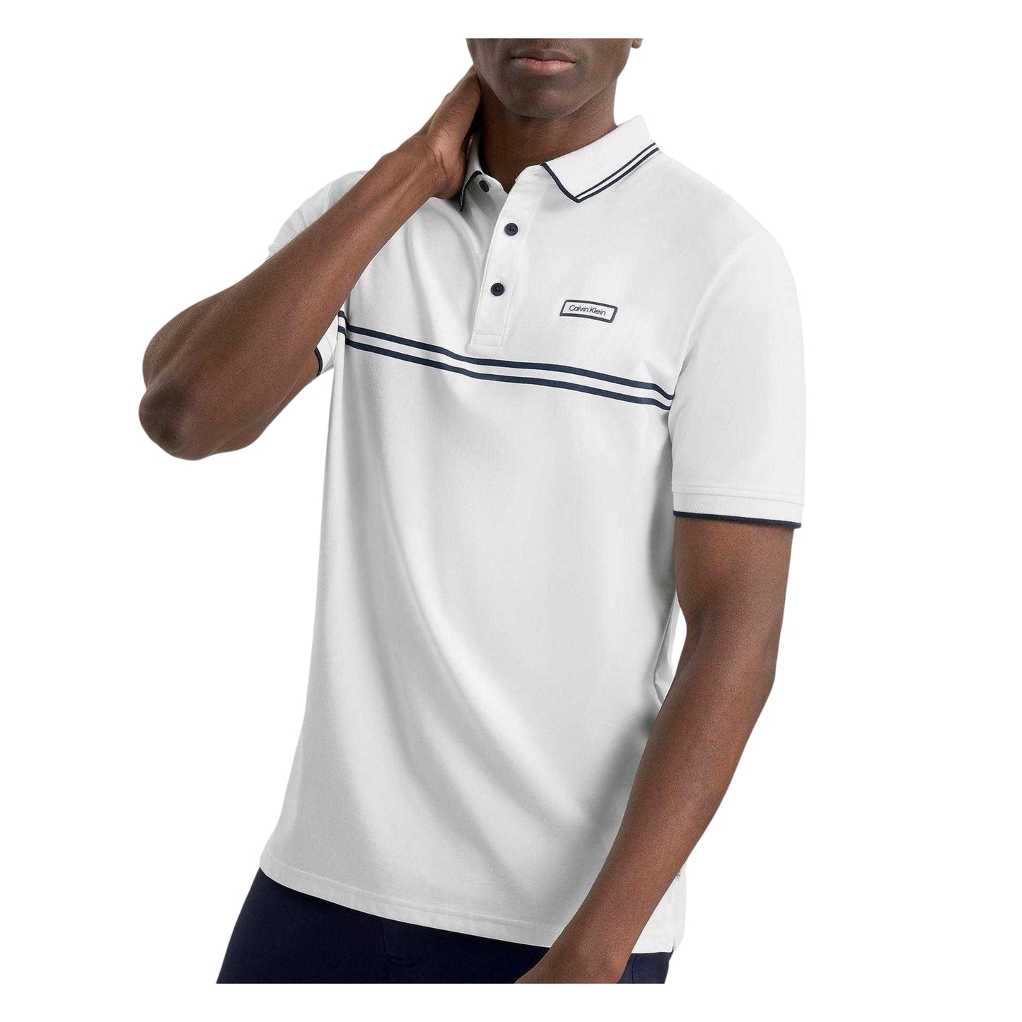 White - Back - Calvin Klein Mens Performance Short-Sleeved Polo Shirt