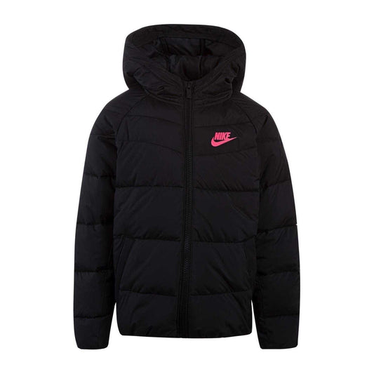 Black-Pink - Front - Nike Girls NSW Puffer Jacket