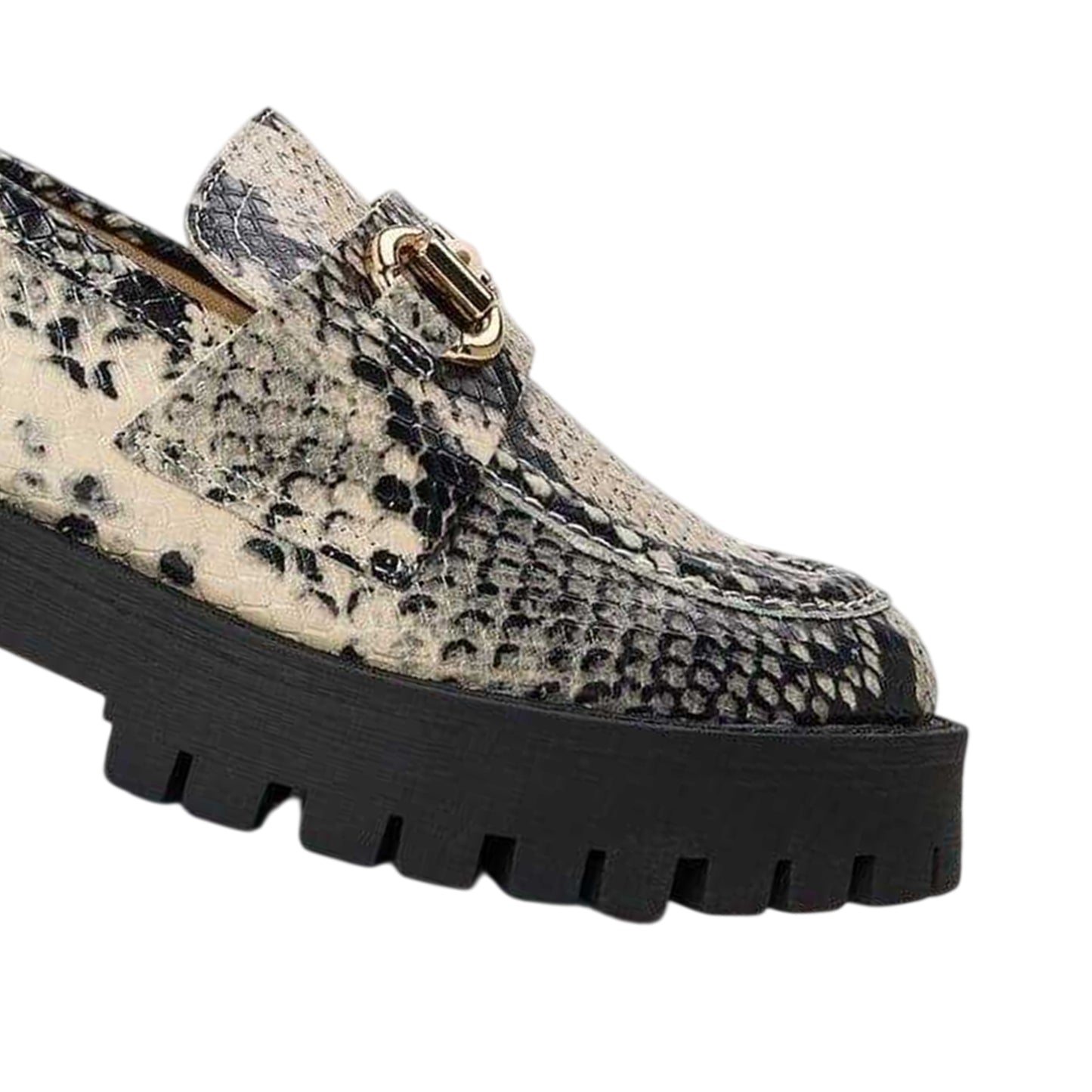 Light Beige - Side - Steve Madden Womens-Ladies Snake Print Loafers