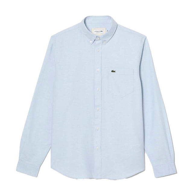 Blue - Front - Lacoste Mens Oxford Regular Long-Sleeved Shirt
