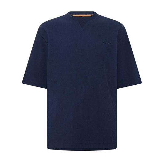 Dark Blue - Front - Boss Mens Waffle Crew Neck Regular T-Shirt