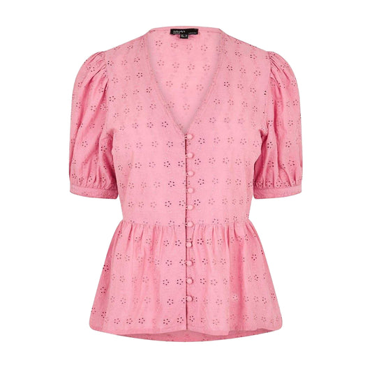 Pink - Front - Nobody´s Child Womens-Ladies Ria Puff Sleeve Blouse