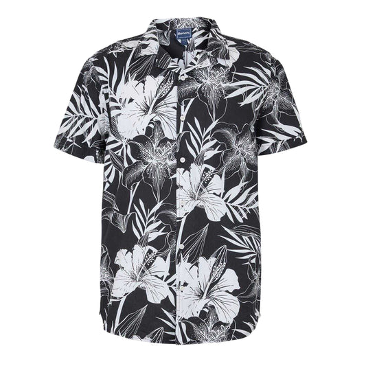 Black - Front - Bench Mens Hibiscus Shirt