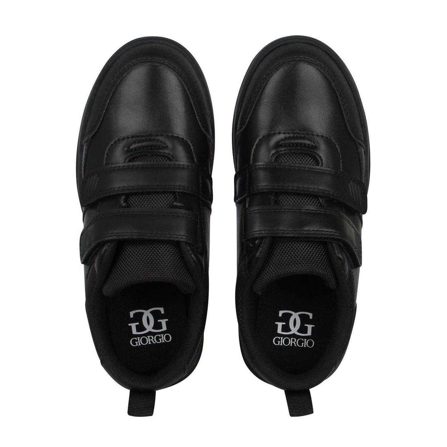 Black - Pack Shot - Giorgio Childrens-Kids Logo Hook and Loop Trainers