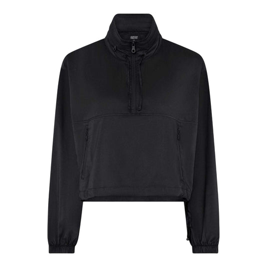 Black - Front - Girlfriend Collective Womens-Ladies Zip Pocket Long-Sleeved Track Jacket