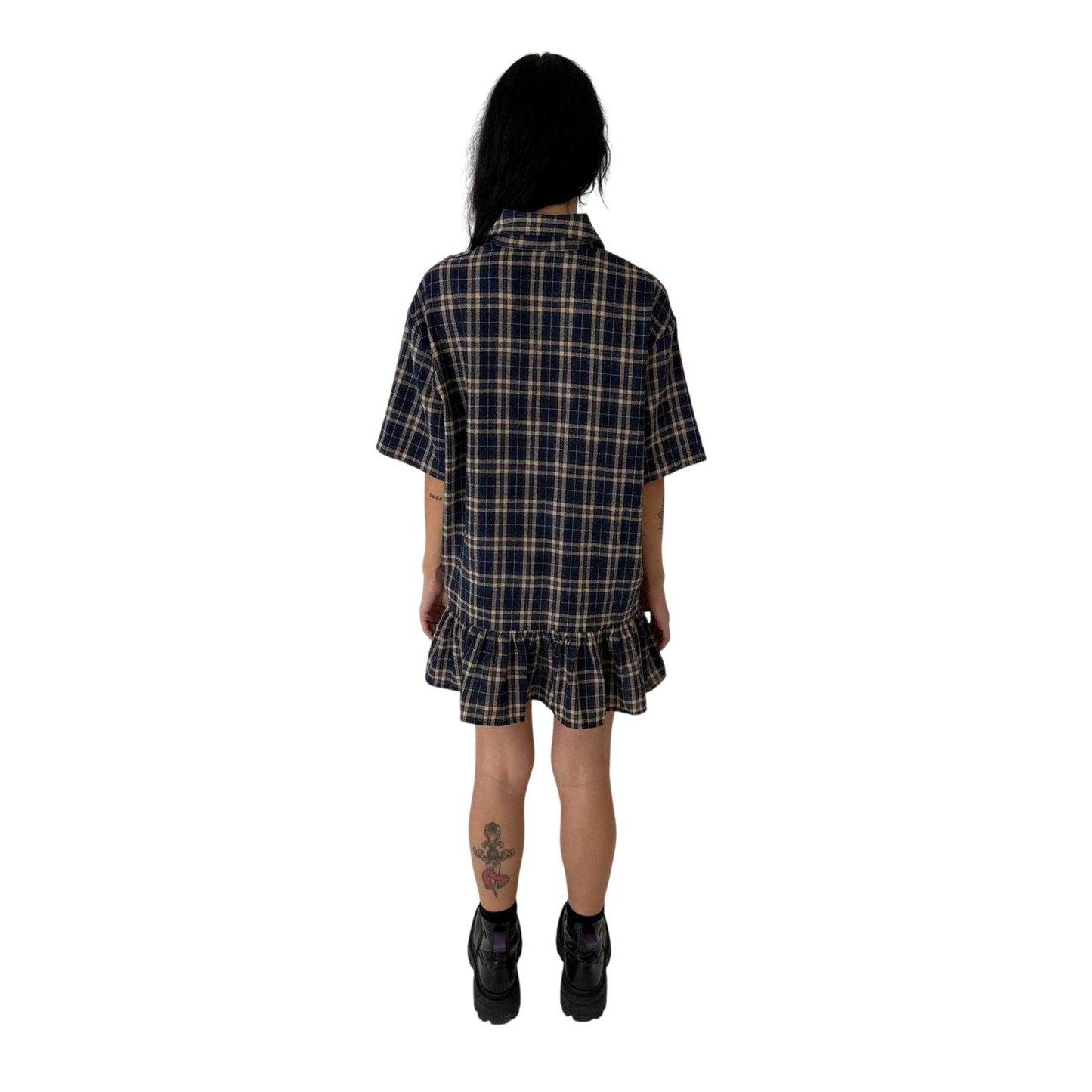 Blue - Back - The Ragged Priest Womens-Ladies Checked Shirt Dress