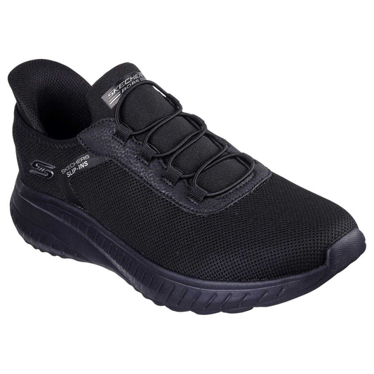 Black - Front - Skechers Mens BOBS Sport Squad Chaos Slip-In Trainers