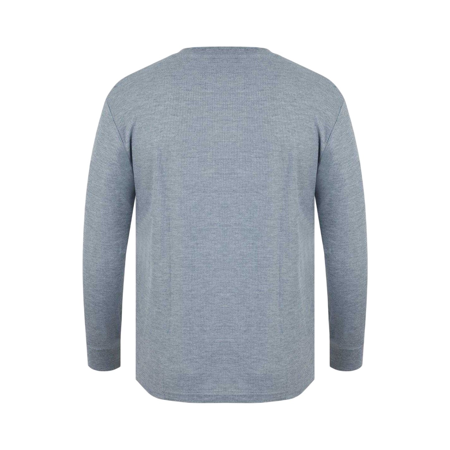 Grey - Back - Fabric Mens Waffle Long-Sleeved T-Shirt
