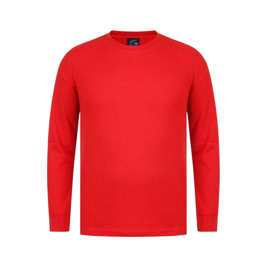 Red - Front - Fabric Mens Waffle Long-Sleeved T-Shirt