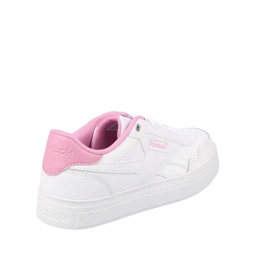 White-Pink - Front - Reebok Womens-Ladies Court Advance Bold Leather Trainers