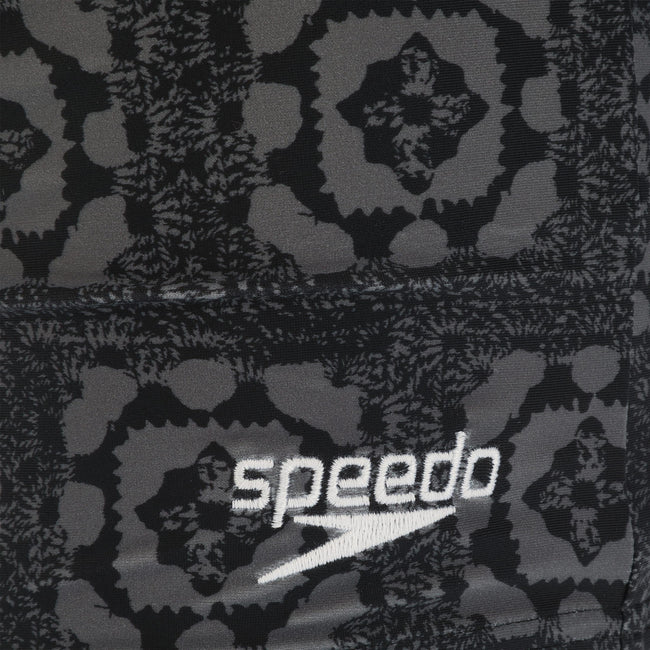 Black-Grey - Side - Speedo Mens Valmilton Palm Leaf Swim Shorts