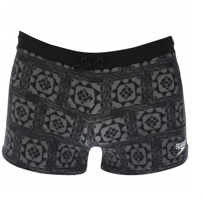 Black-Grey - Front - Speedo Mens Valmilton Palm Leaf Swim Shorts