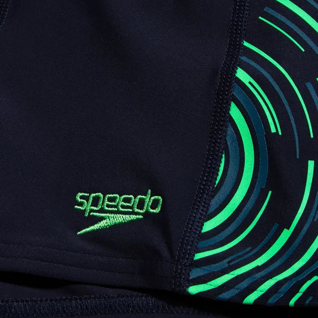 Navy-Green - Side - Speedo Boys Plastisol Swim Shorts