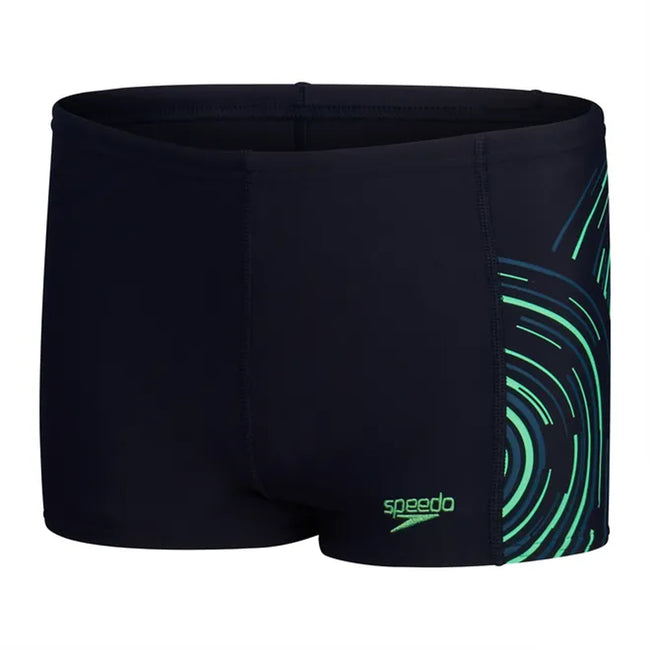 Navy-Green - Front - Speedo Boys Plastisol Swim Shorts