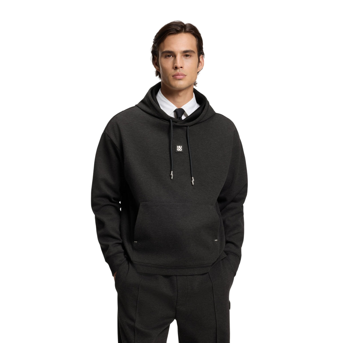 Medium Grey - Side - Hugo Mens Dineo Hoodie