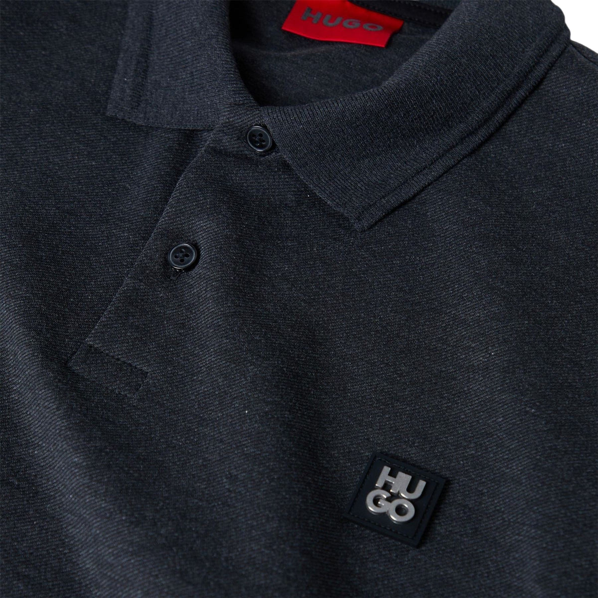 Medium Grey - Side - Hugo Mens Dinote Collared Polo Shirt
