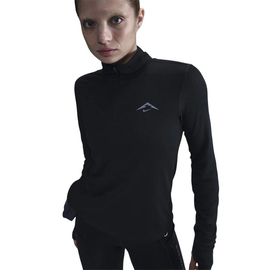 Black - Front - Nike Womens-Ladies Trail Dri-FIT Quarter Zip Running Midlayer