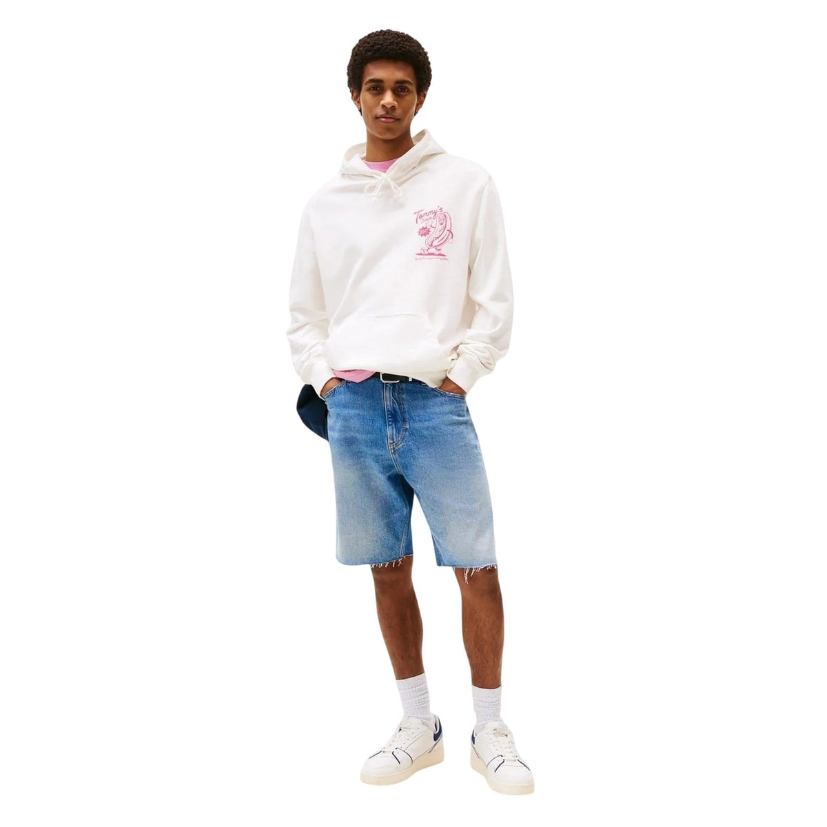 Ecru - Side - Tommy Jeans Mens Jeans Genie Cotton Hoodie