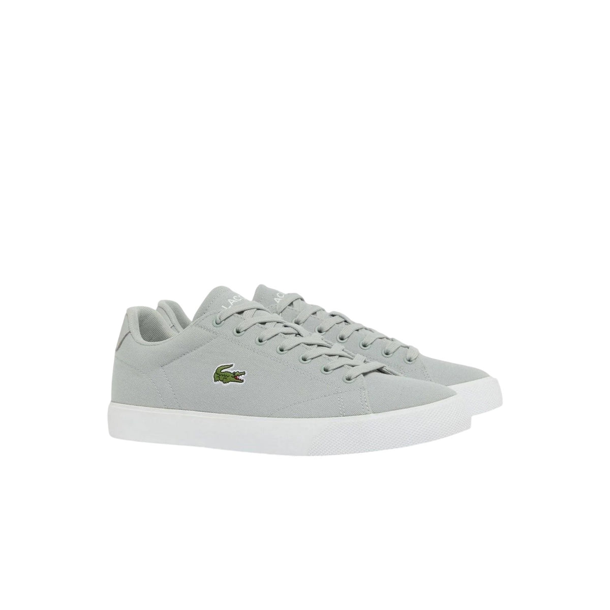 Grey-White - Lifestyle - Lacoste Mens Lerond Canvas Low Flat Trainers