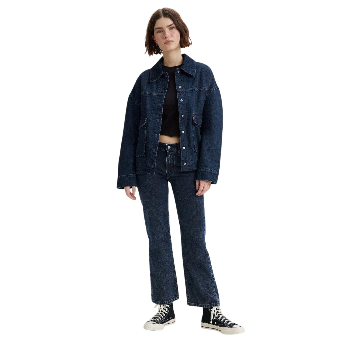 Navy - Lifestyle - Levis Womens-Ladies Denim Mid Rise Straight Leg Jeans