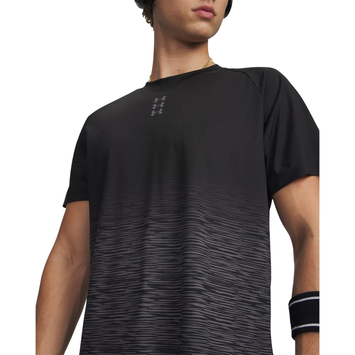 Black-Grey - Side - Under Armour Mens Hoops Performance Basketball T-Shirt