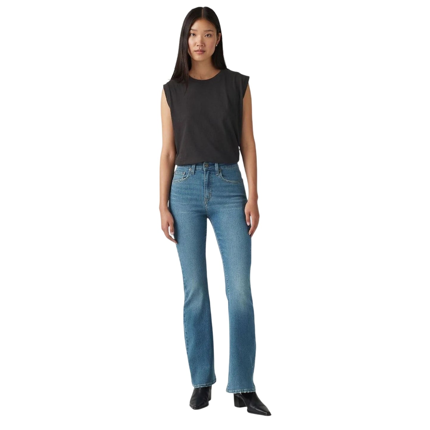 Light Blue - Side - Levis Womens-Ladies High Rise Flared Jeans