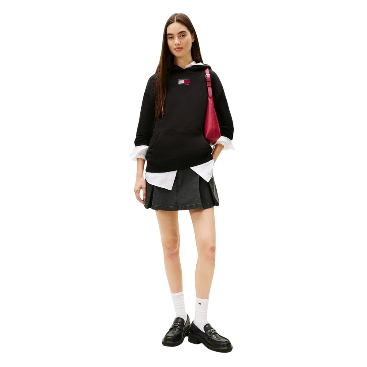Black - Lifestyle - Tommy Jeans Womens-Ladies Cotton Regular Hoodie