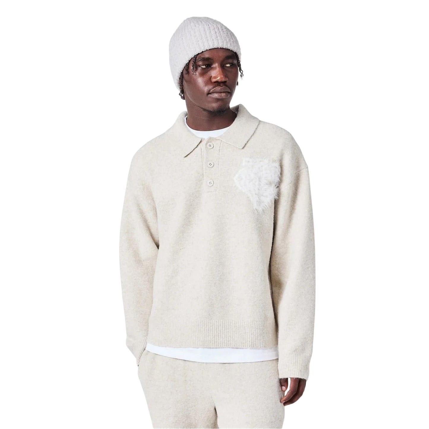 Beige - Lifestyle - Couture Mens Fluffy Relaxed Fit Top