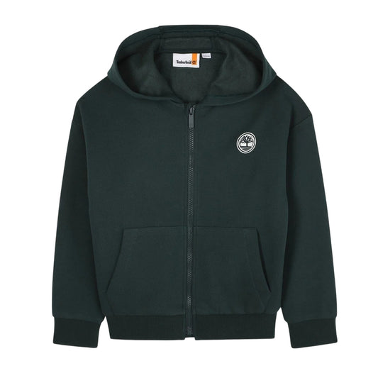 Dark Green - Front - Timberland Boys Fleece Outdoor Full Zip Hoodie