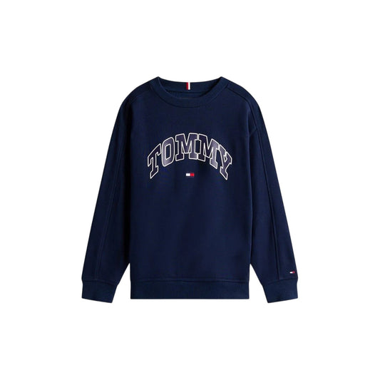 Night Navy - Front - Tommy Hilfiger Childrens-Kids Varsity Cotton Blend Relaxed Fit Sweatshirt