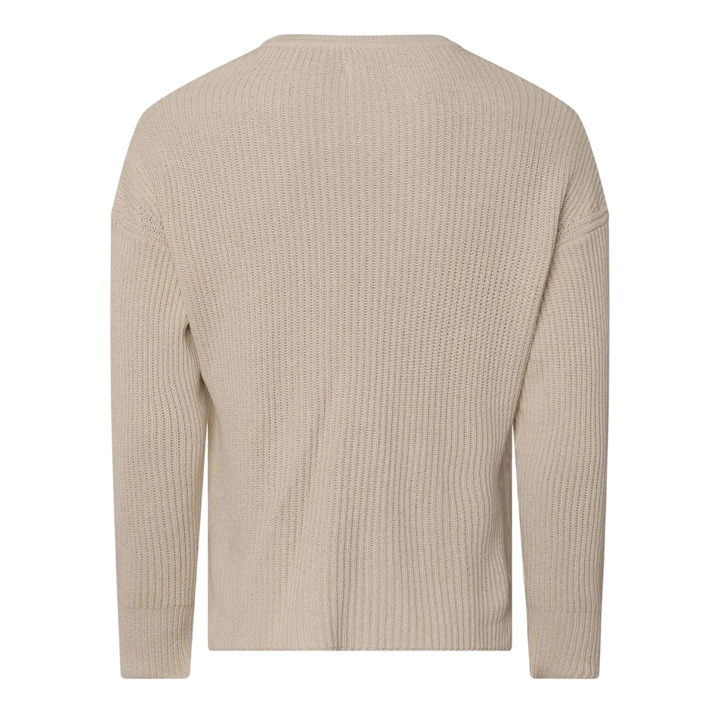 Cream - Back - Replay Mens Ribbed Crew Neck Jumper