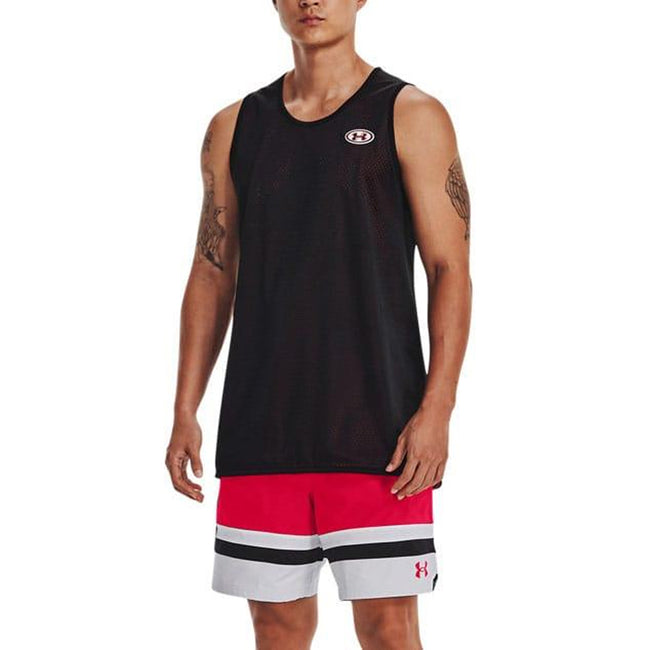 Red - Side - Under Armour Mens Baseline Woven Shorts