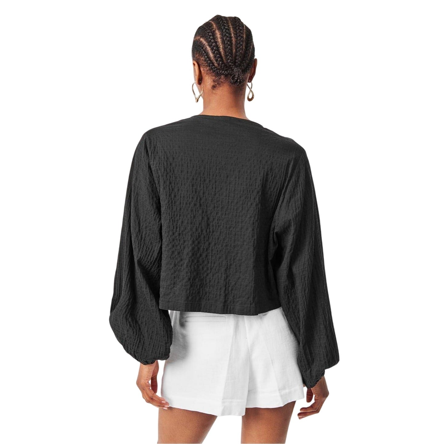 Black - Pack Shot - Edited Womens-Ladies Lisanne Tie Detail Top