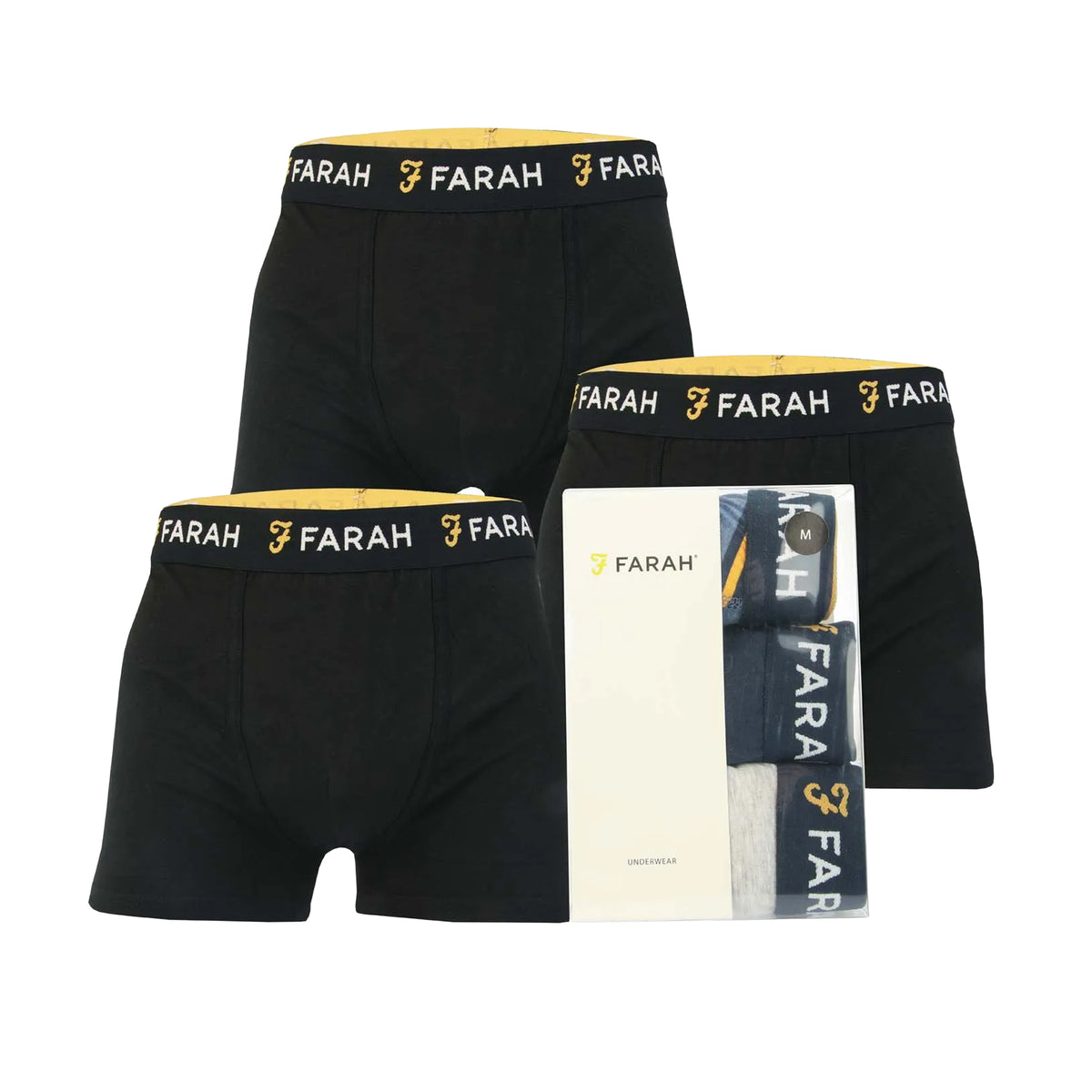 Black - Back - Farah Mens Saginaw Boxer Shorts (Pack of 3)