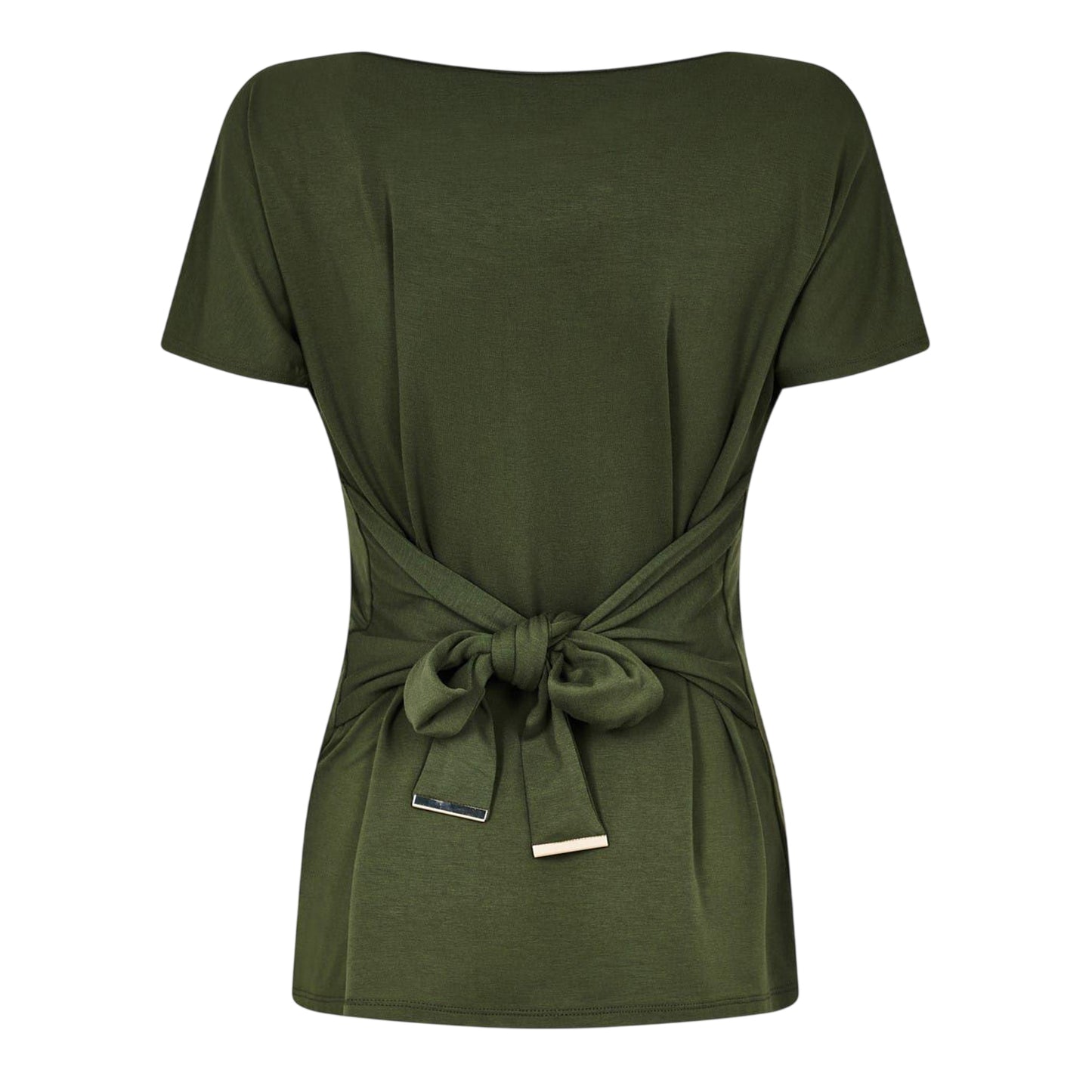 Khaki - Back - Biba Womens-Ladies Jersey Tie Back Top