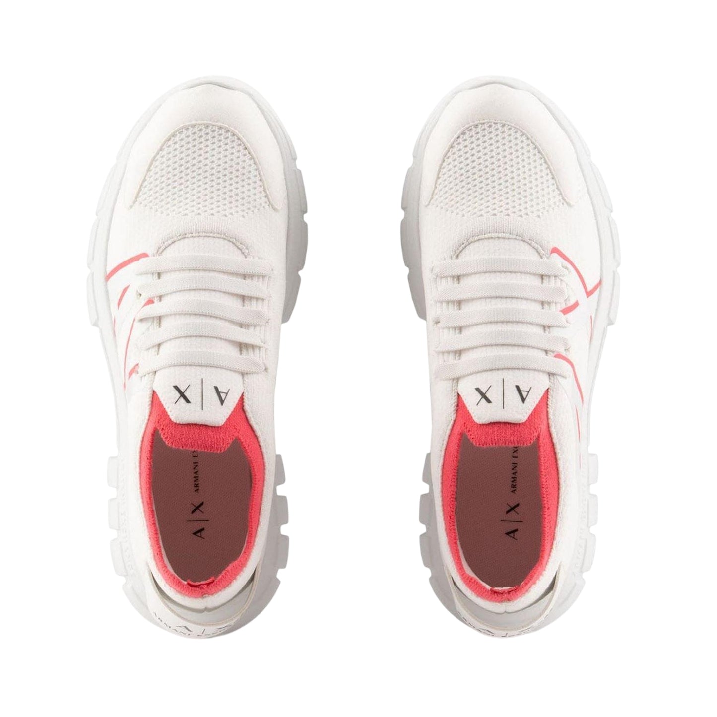 White-Pink - Lifestyle - Armani Exchange Womens-Ladies Contrast Mesh Trainers
