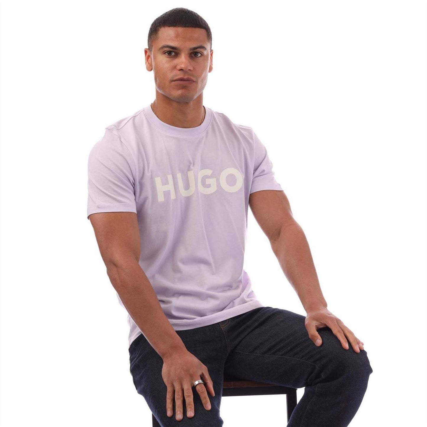 Purple - Lifestyle - Hugo Mens Dulivio Crew Neck Regular T-Shirt