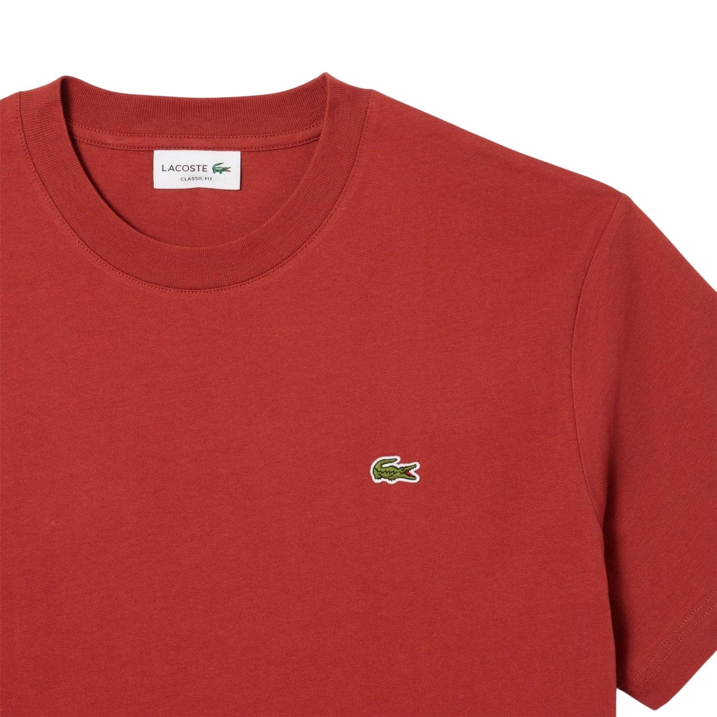 Red - Side - Lacoste Mens Embroidered Logo Midweight T-Shirt