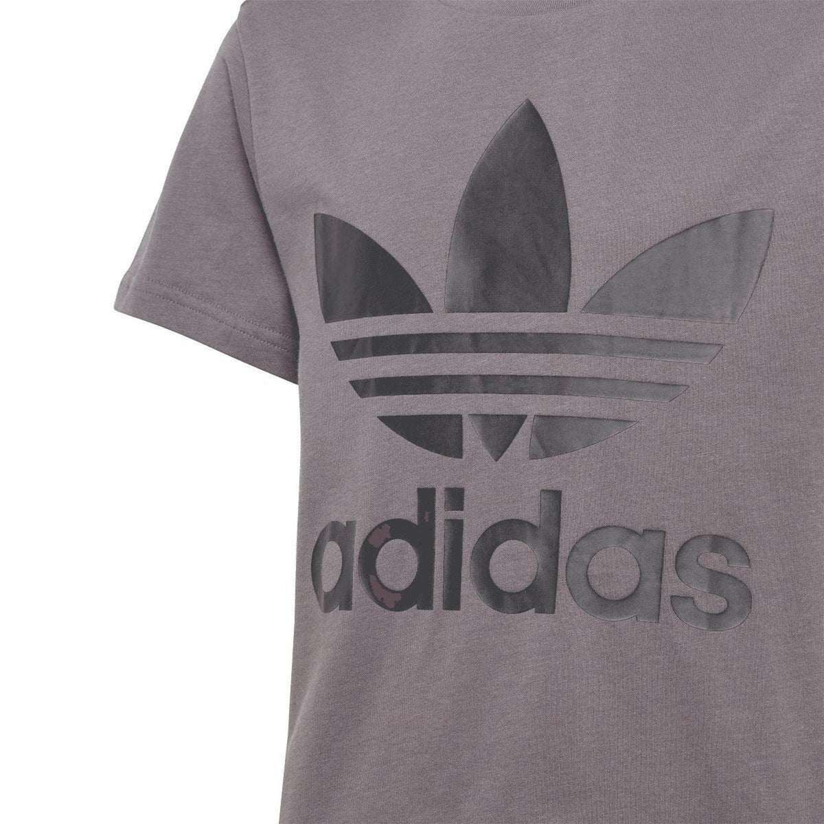 Grey - Side - Adidas Childrens-Kids Originals Trefoil T-Shirt